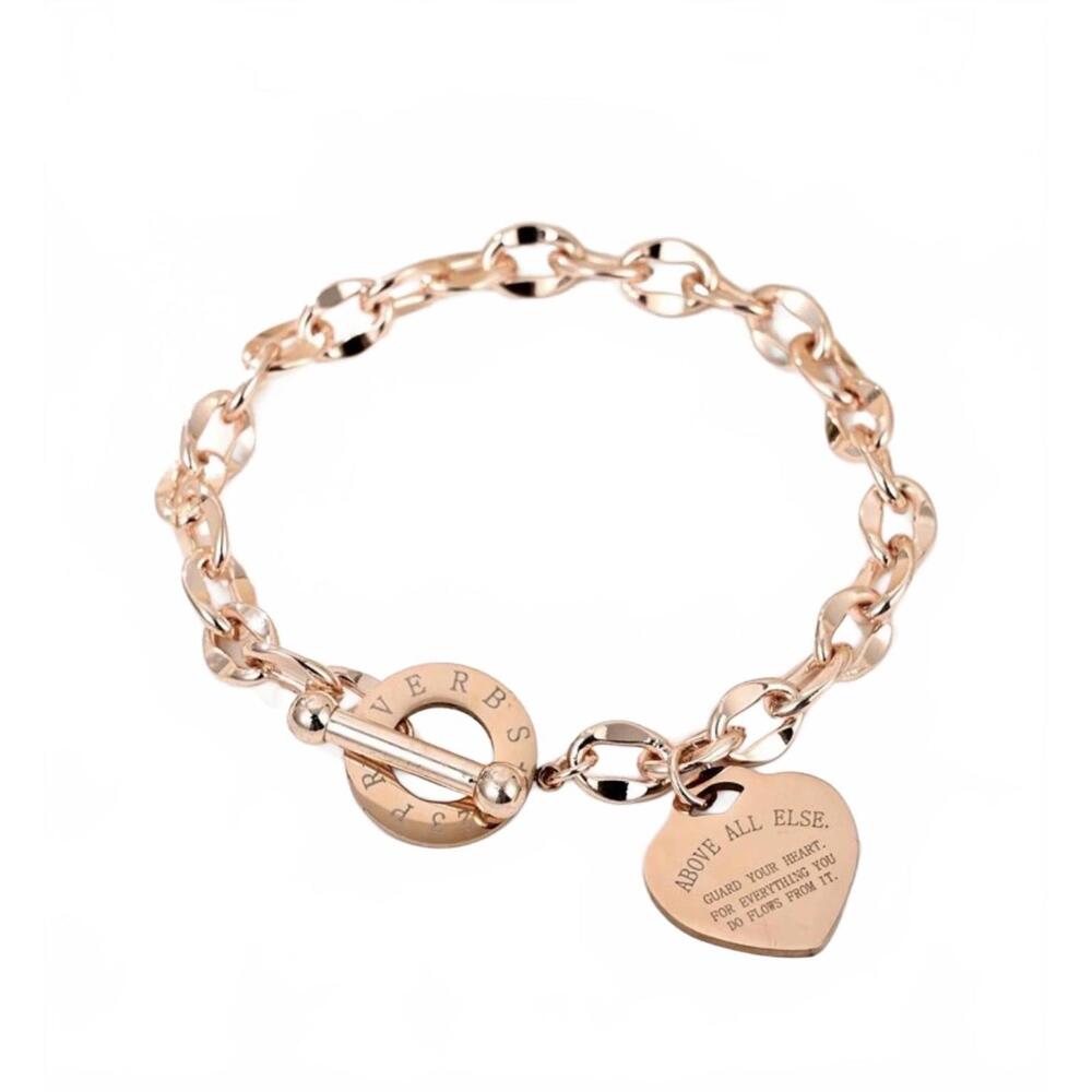 18K Gold plated Chain Bracelet Heart Charm stainless steel